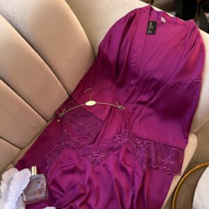 Déshabillé Long en Satin HW10023 Aubergine
