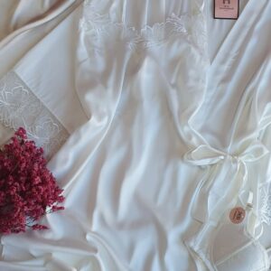 Déshabillé Long en Satin HW10023 Blanc