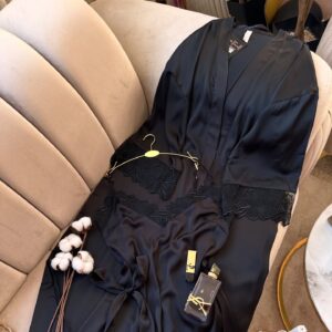Déshabillé Long en Satin HW10023 Noir