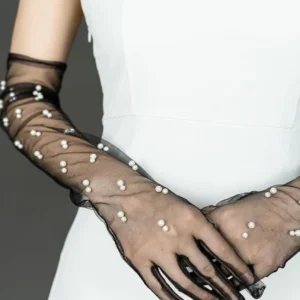 Gants en dentelle Long perlés