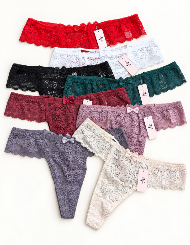 Collection de tangas en dentelle colorée