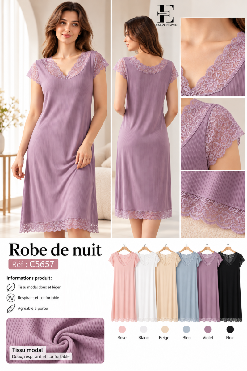 Catalogue élégant de robe de nuit lavande